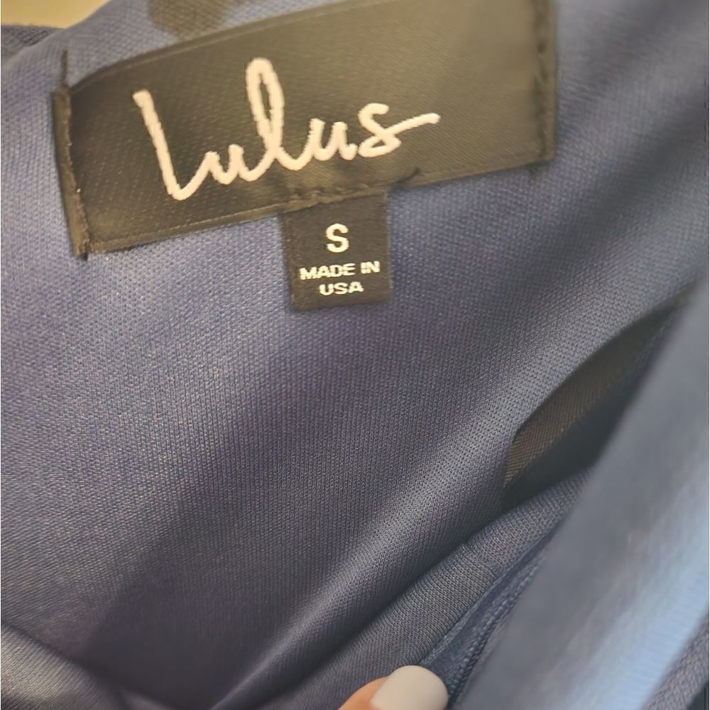‎Lulu's Blue Off the Shoulder Mini Dress - Picture 7 of 7